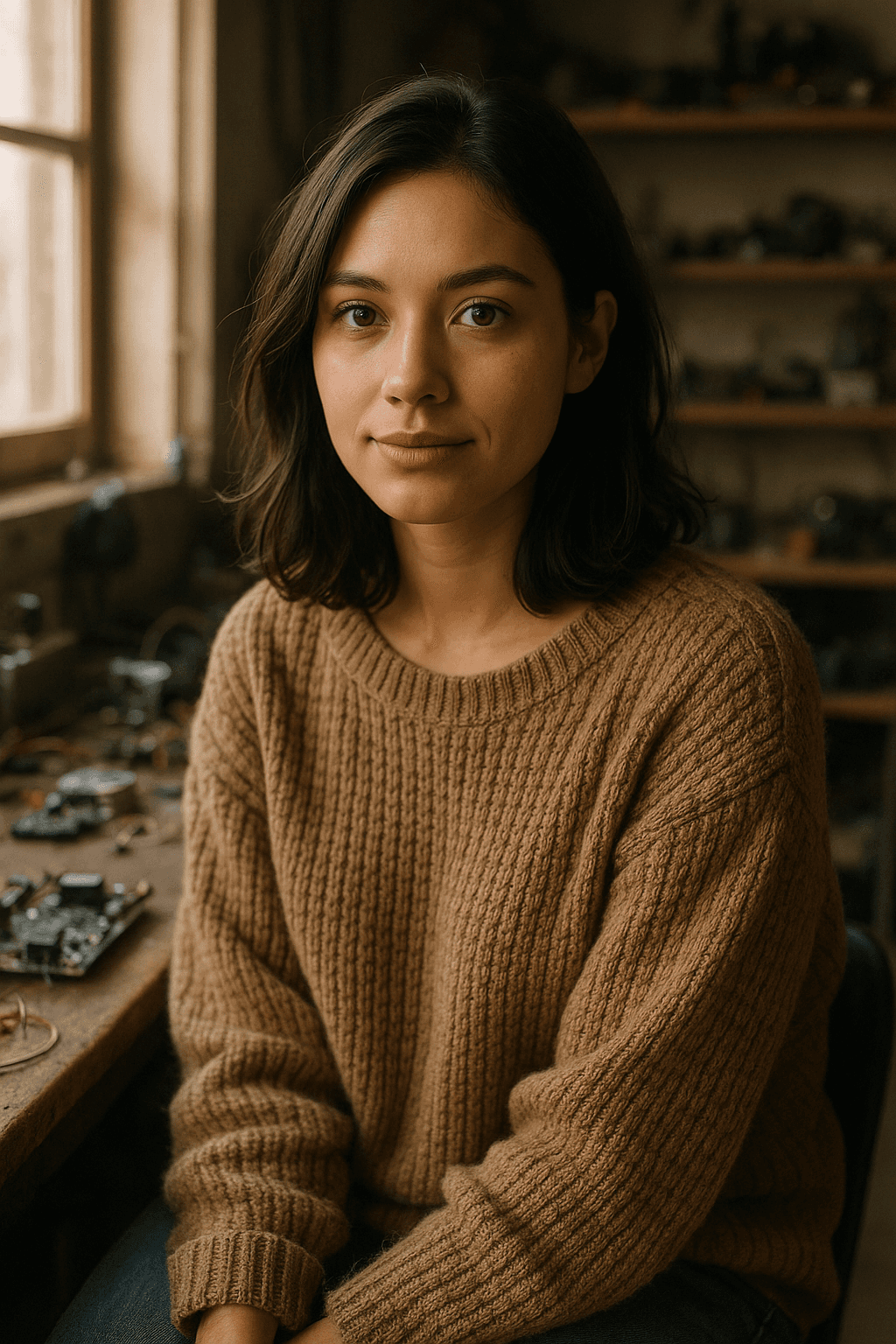 Angela — AI companion, A tech-savvy engineer who builds robots for fun.